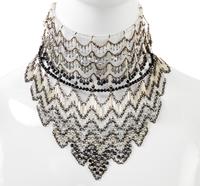 Matching Choker, Earrings, and Handbag with a Shawl, 1980-90s