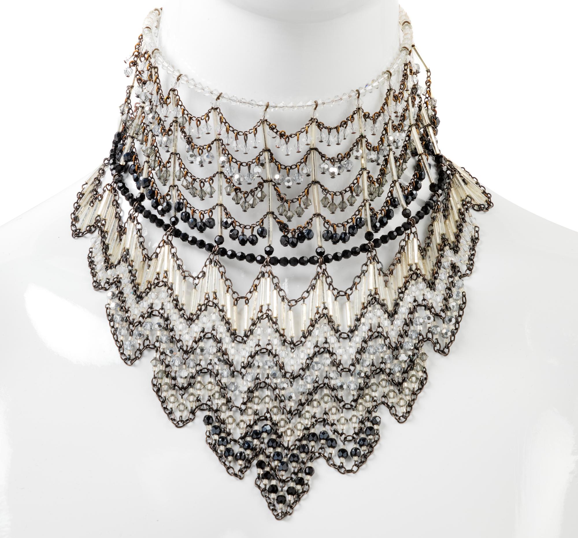 Matching Choker, Earrings, and Handbag with a Shawl, 1980-90s
