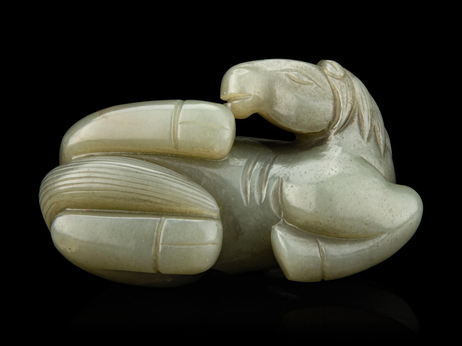 Four Chinese Carved Celadon Jade Figures of Animals