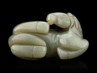 Four Chinese Carved Celadon Jade Figures of Animals