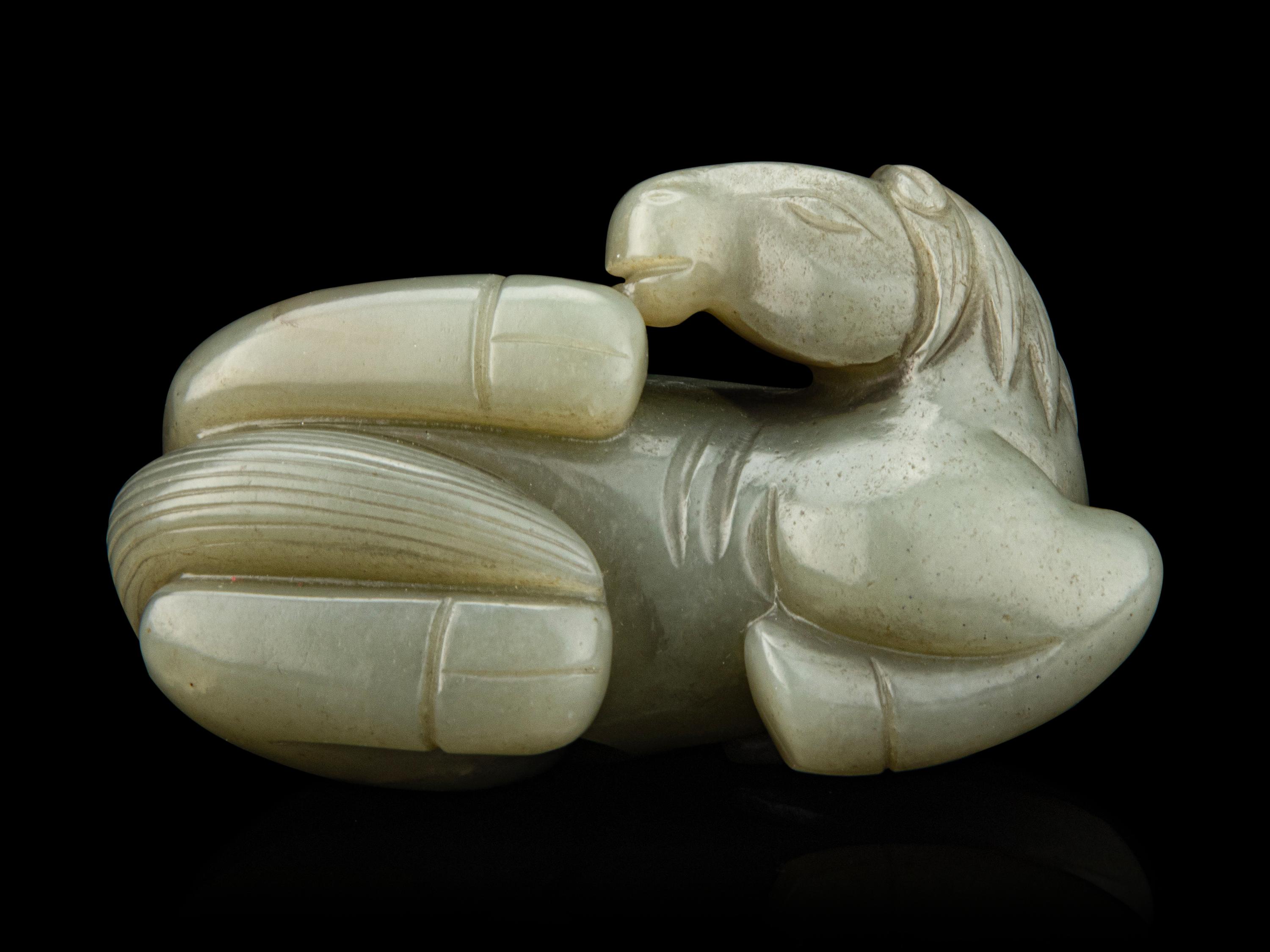 Four Chinese Carved Celadon Jade Figures of Animals