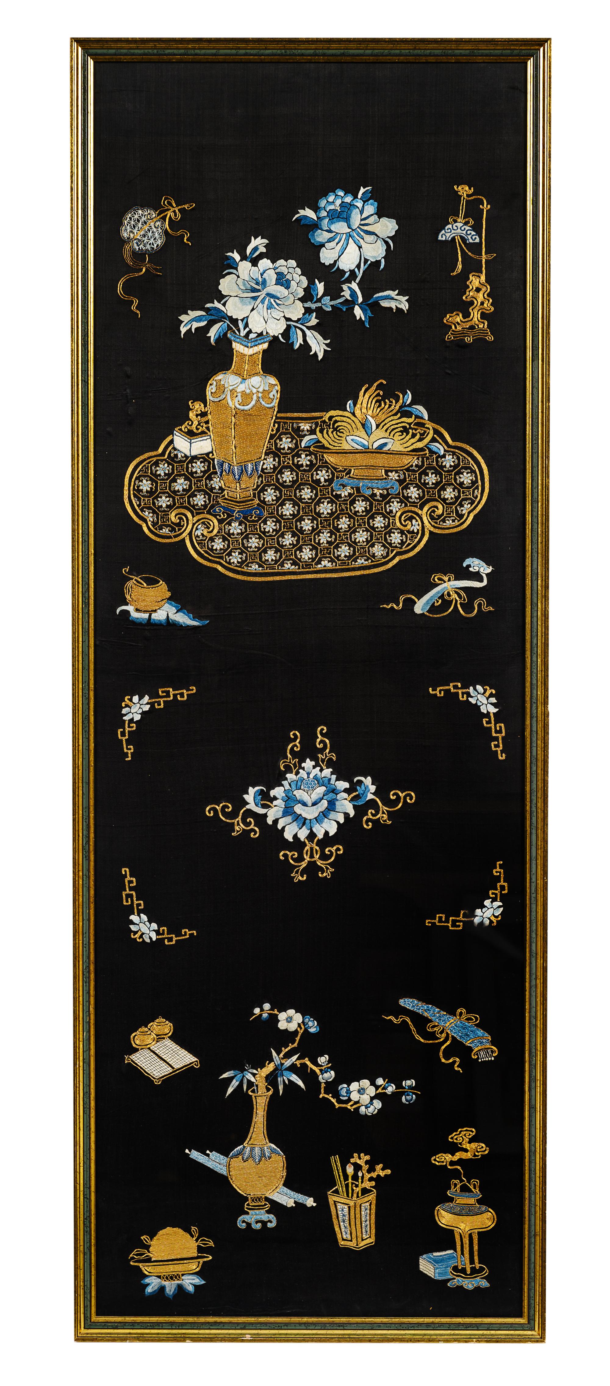 An Embroidered Silk Wall Panel
