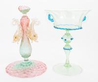 An Italian Glass Compote Height of taller 14 inches. — 20TH CENTURY