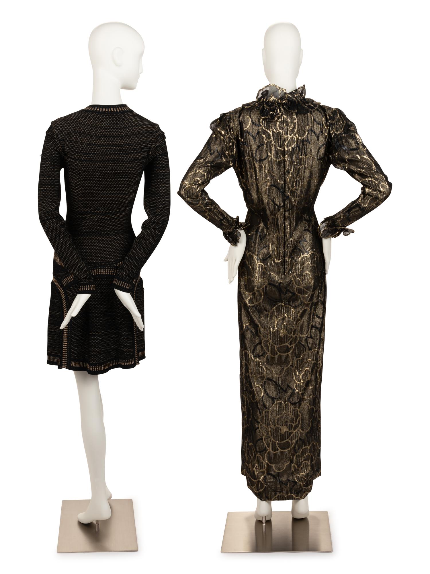 Two Designer Dresses: One Roberto Cavalli, One Pauline Trigère,1990-2010s