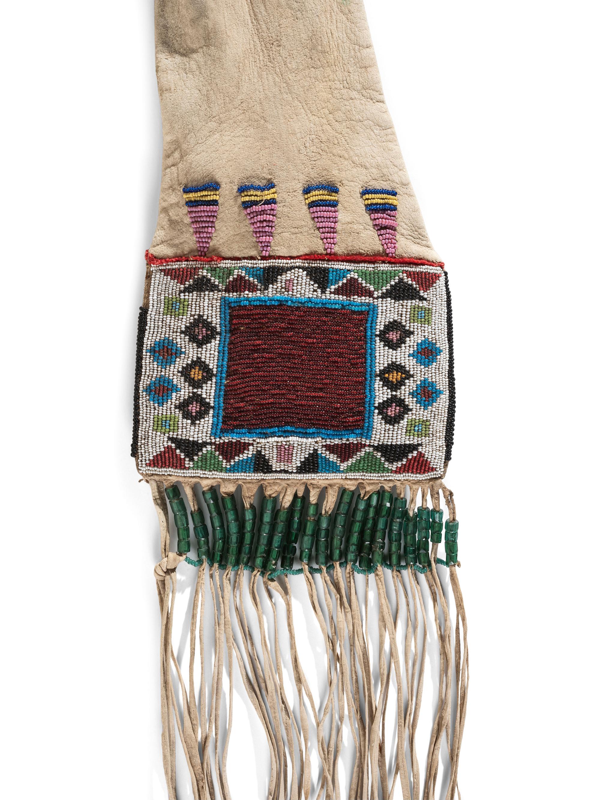 Plains Cree Beaded Hide Tobacco Bag