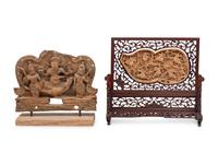 Two Asian Wood Carvings 木雕兩件