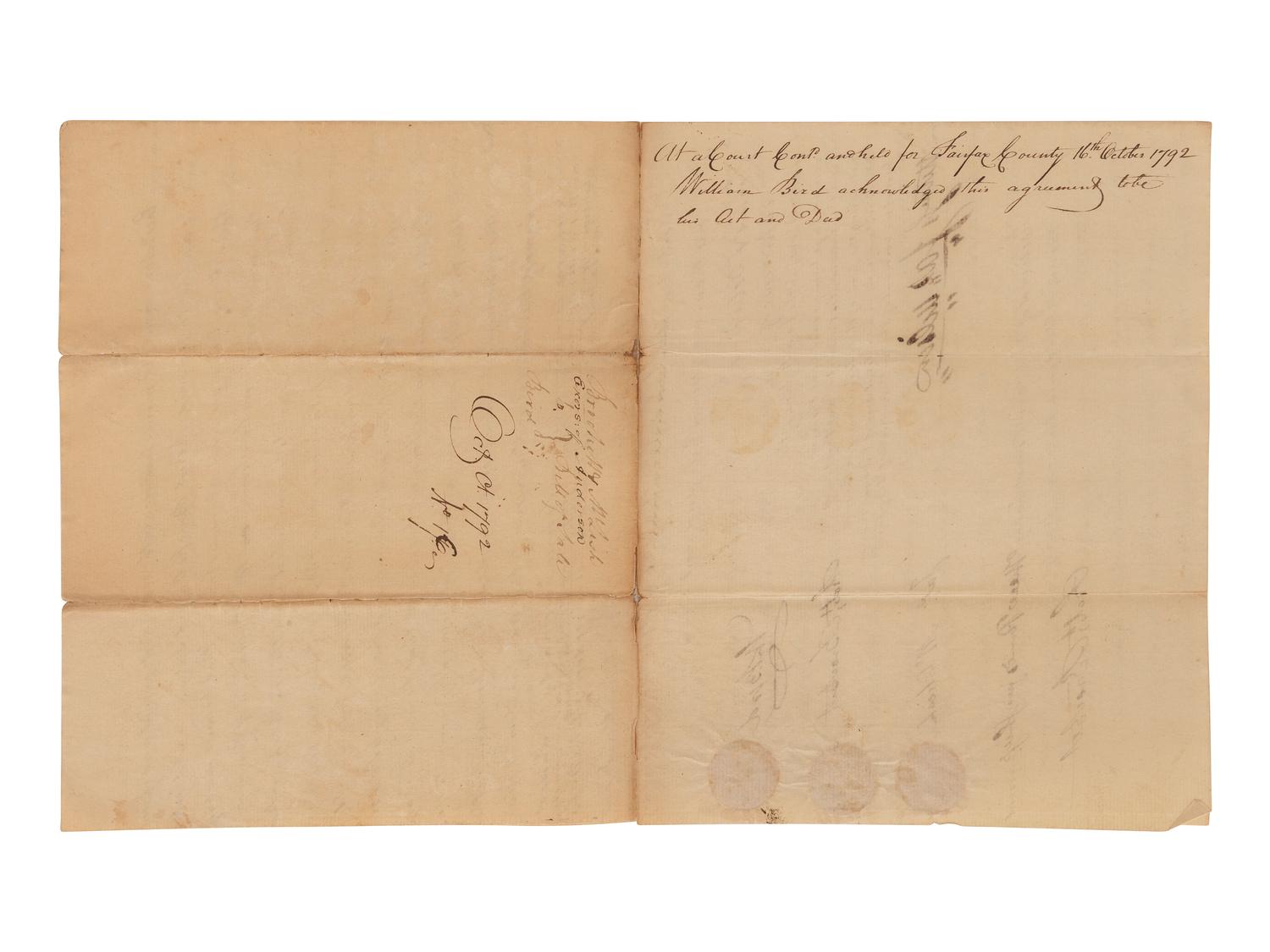 [ENSLAVEMENT]. Estate document manumitting enslaved persons after certain terms of service. 1792.