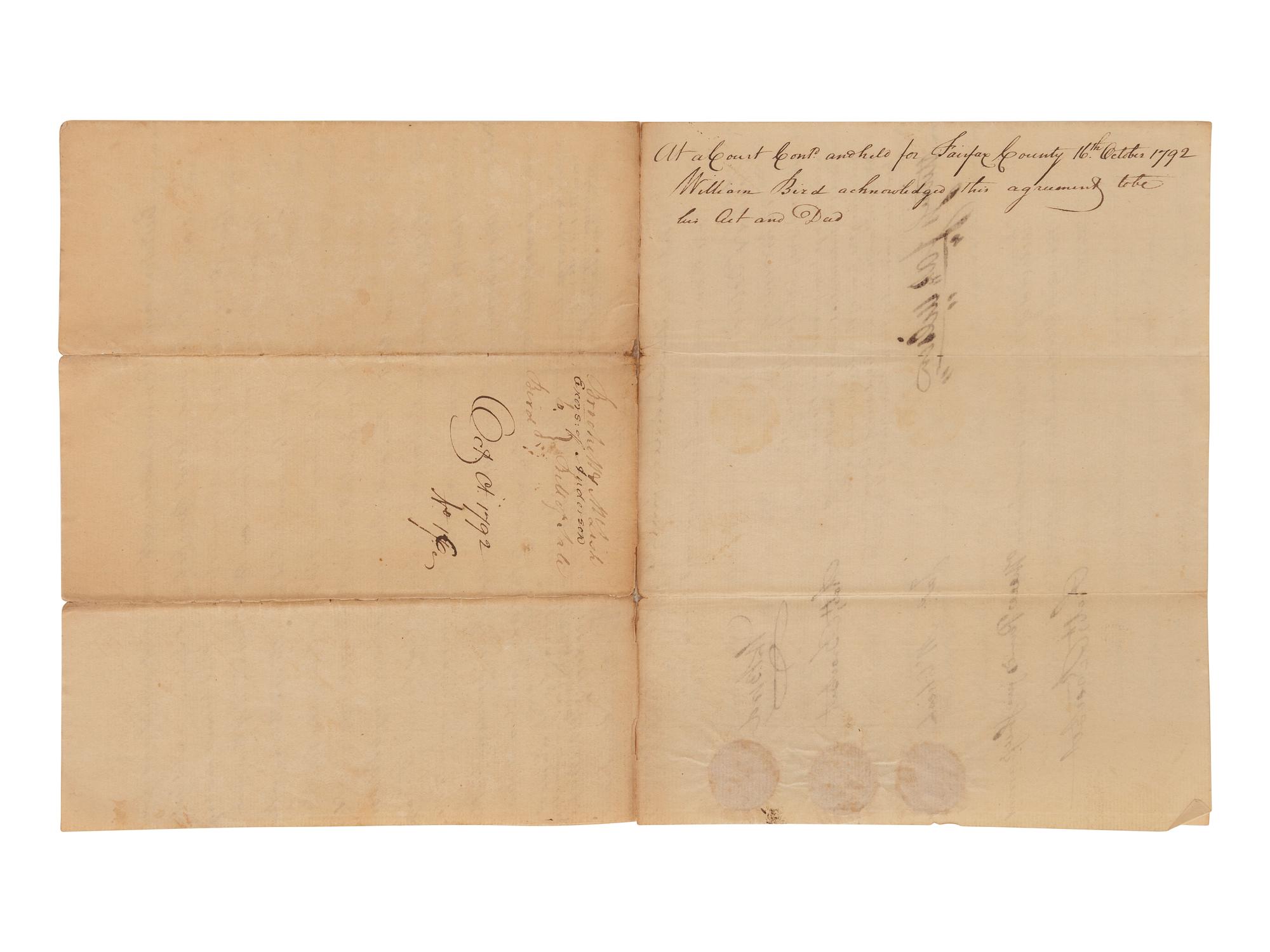 [ENSLAVEMENT]. Estate document manumitting enslaved persons after certain terms of service. 1792.