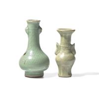 Two Small Chinese Celadon Glazed Vases, Ming Dynasty and Later