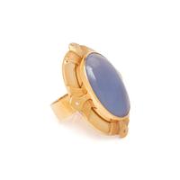 YELLOW GOLD, LAVENDER CHALCEDONY AND DIAMOND RING