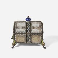 A Viennese cut-glass, silver, and cloisonné enamel coffer late 19th / early 20th century