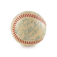 An Impressive Multi Signed Autograph Vintage 1955 Hall of Fame Induction Weekend Baseball Featuring Joe DiMaggio, Jimmie Foxx and 18 Others (Beckett Authentication Services)