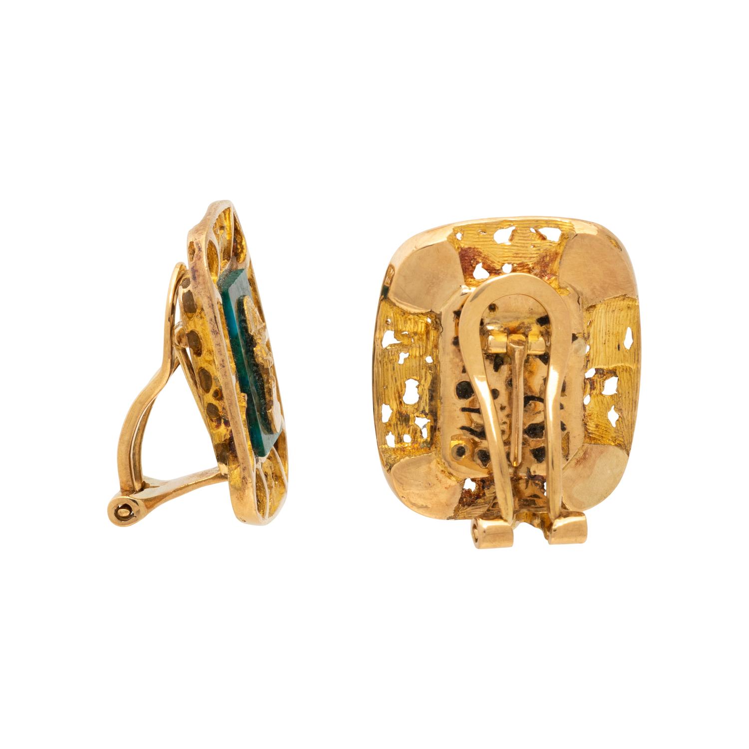 AZURMALACHITE AND YELLOW GOLD EARRINGS