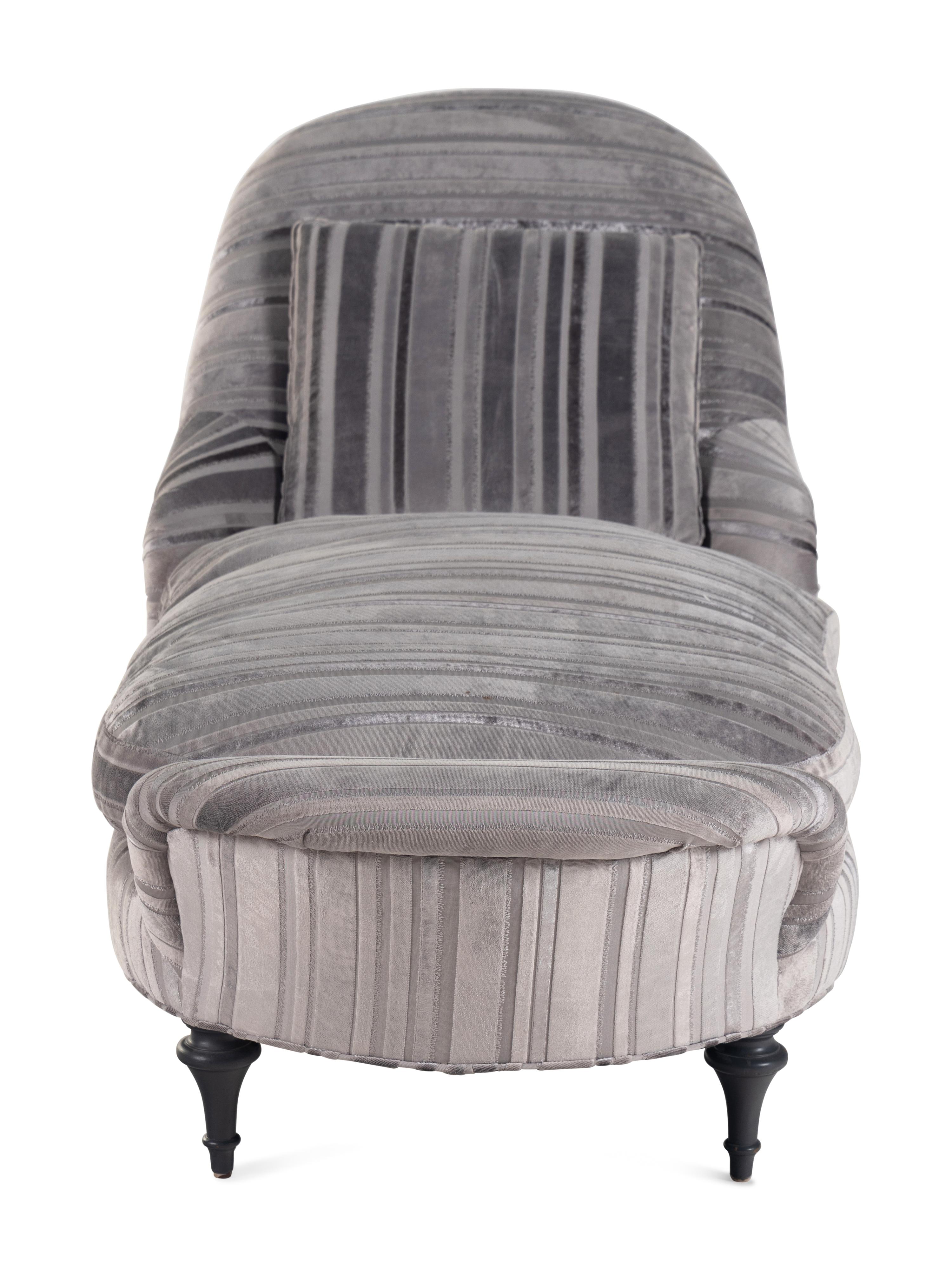 A Scalamandré-Retailed Chaise Longue with Cut Velvet Upholstery
