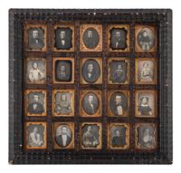 [EARLY PHOTOGRAPHY]. Wall frame containing 20 ninth plate daguerreotypes.