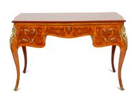 A Louis XV Style Gilt-Bronze Mounted Marquetry Bureau Plat
