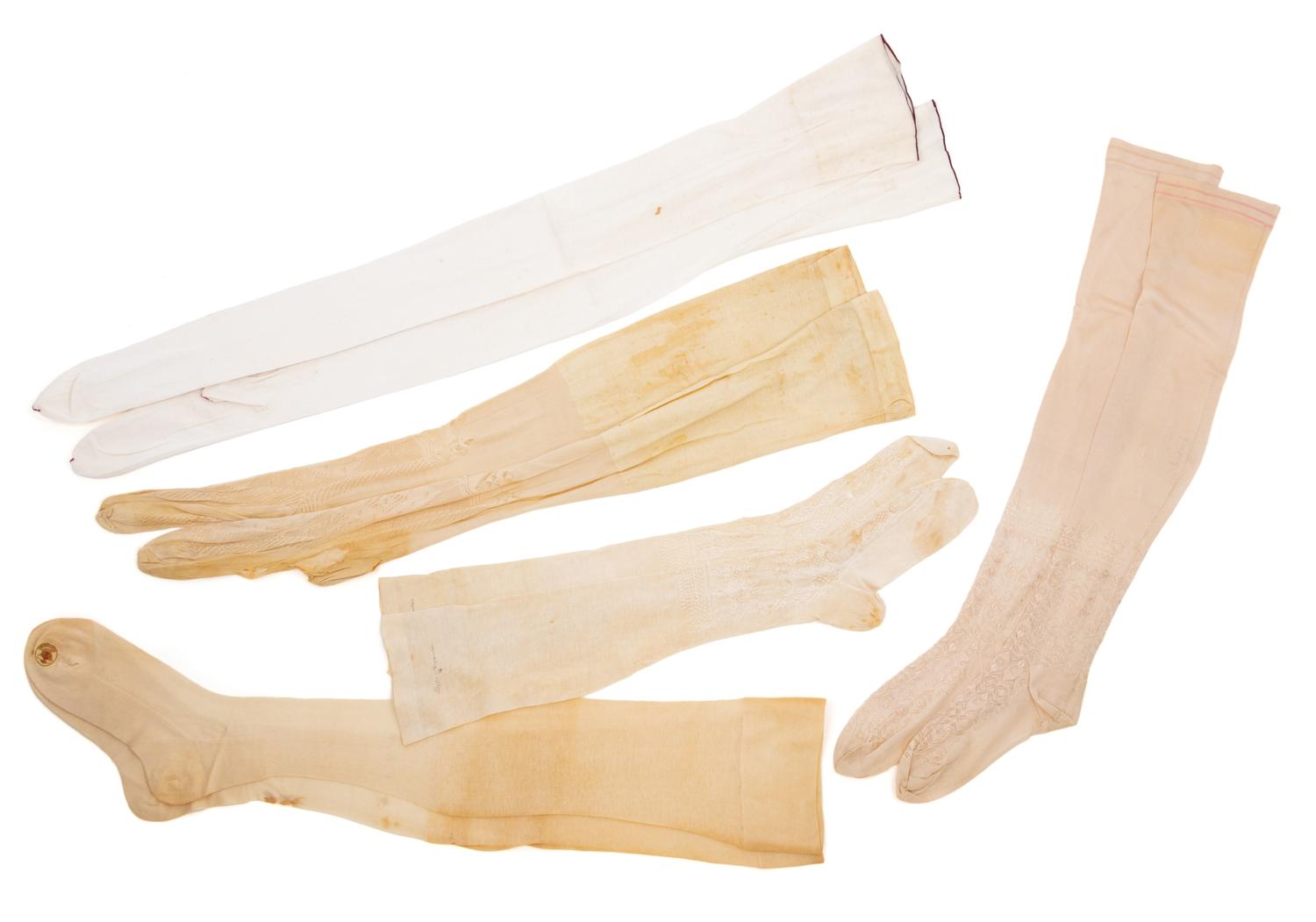 Collection of Twenty One Silk and Cotton Stockings, 19th and Early 20th Century