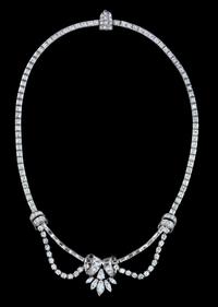 A Platinum and Diamond Necklace, Circa 1950, 28.70 dwts.