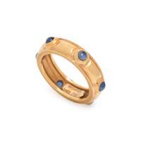 TIFFANY & CO., YELLOW GOLD AND SAPPHIRE RING AND BANGLE BRACELET