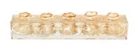 A Les Fleures D'Orsay Molded and Frosted Glass Perfume Sampler Height 1 1/2 x width 9 x depth 2 inches. — 20TH CENTURY