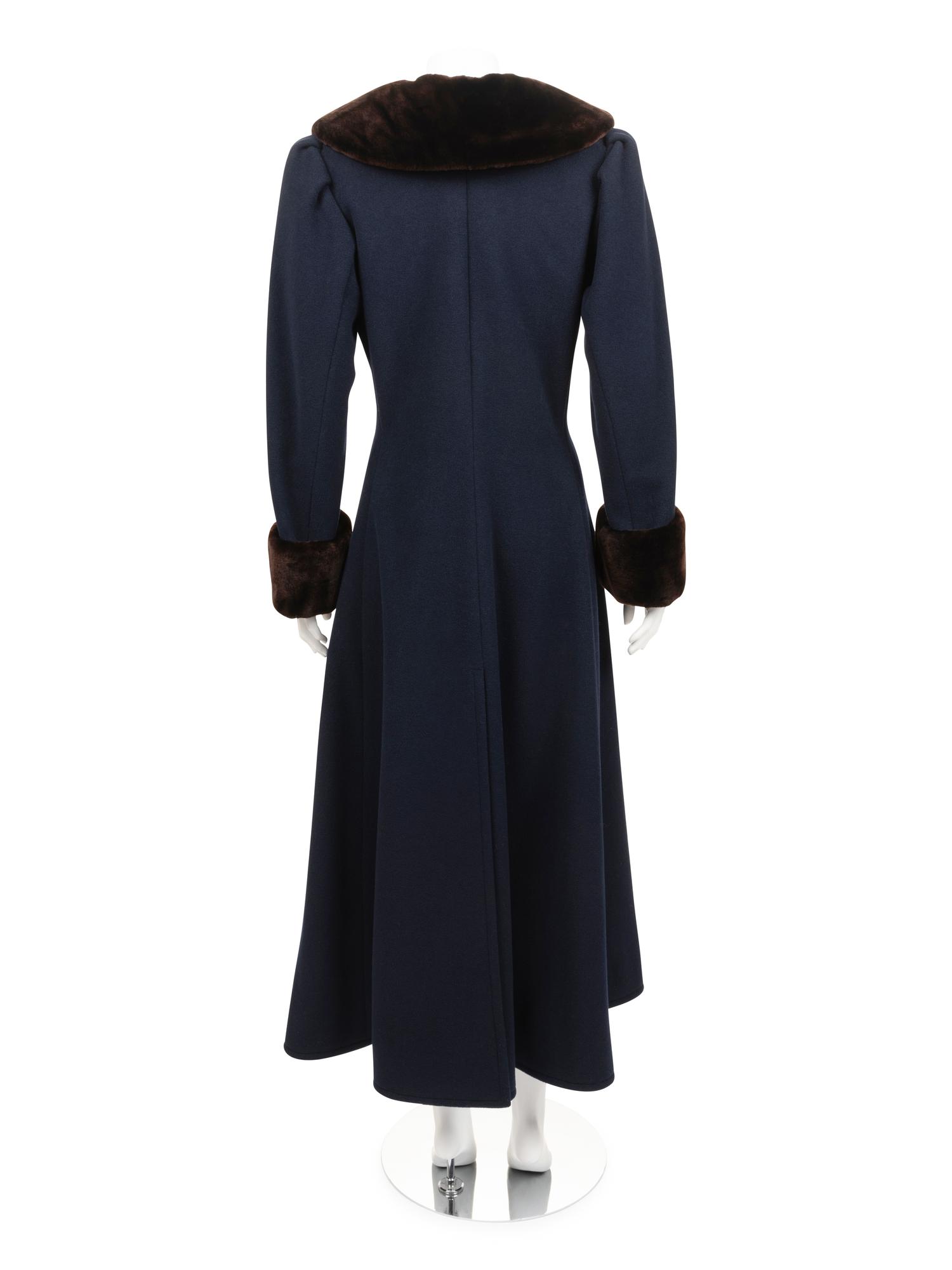 Yves Saint Laurent Haute Couture Wool Coat with Fur Trim, 1976