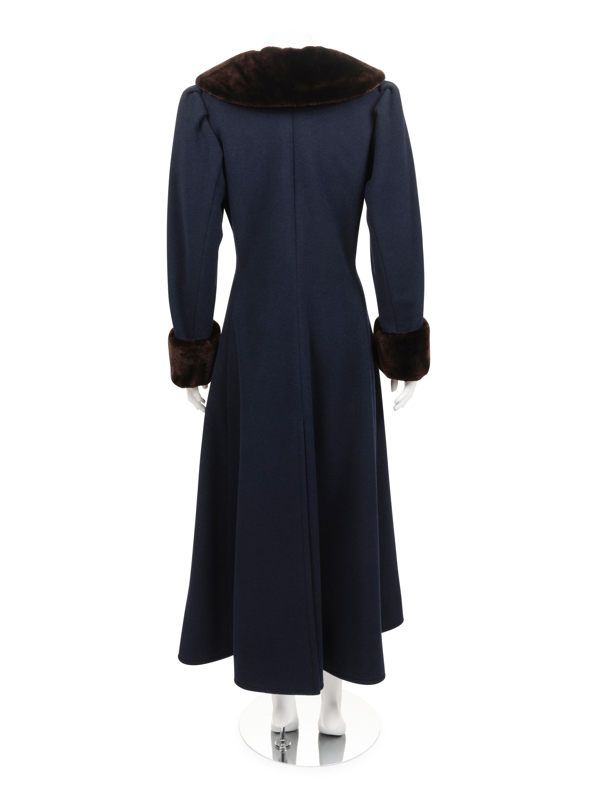 Yves Saint Laurent Haute Couture Wool Coat with Fur Trim, 1976