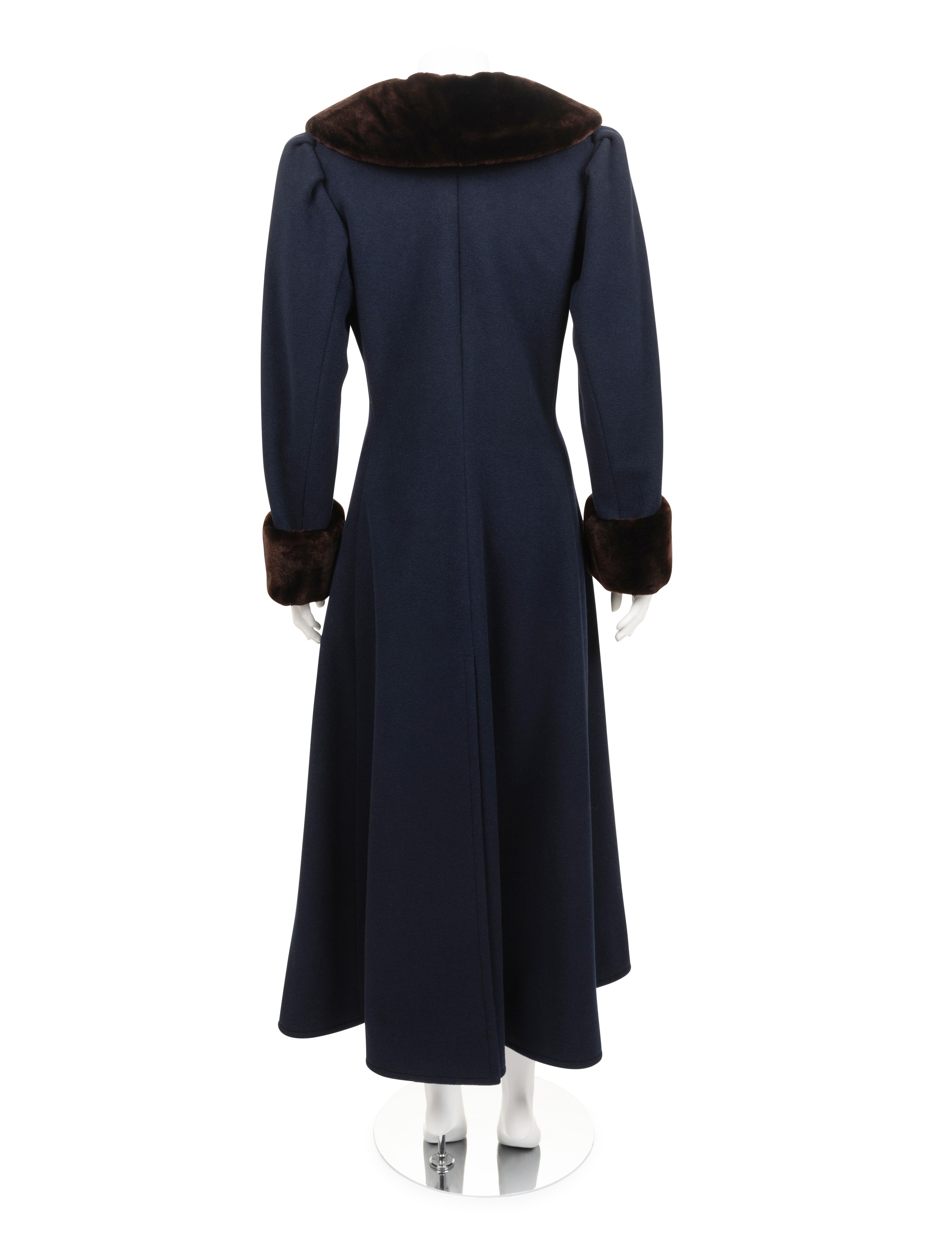 Yves Saint Laurent Haute Couture Wool Coat with Fur Trim, 1976