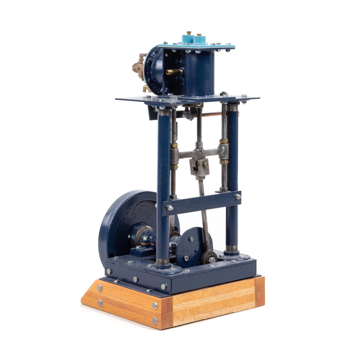 A Painted Metal Single-Stroke Steam Engine