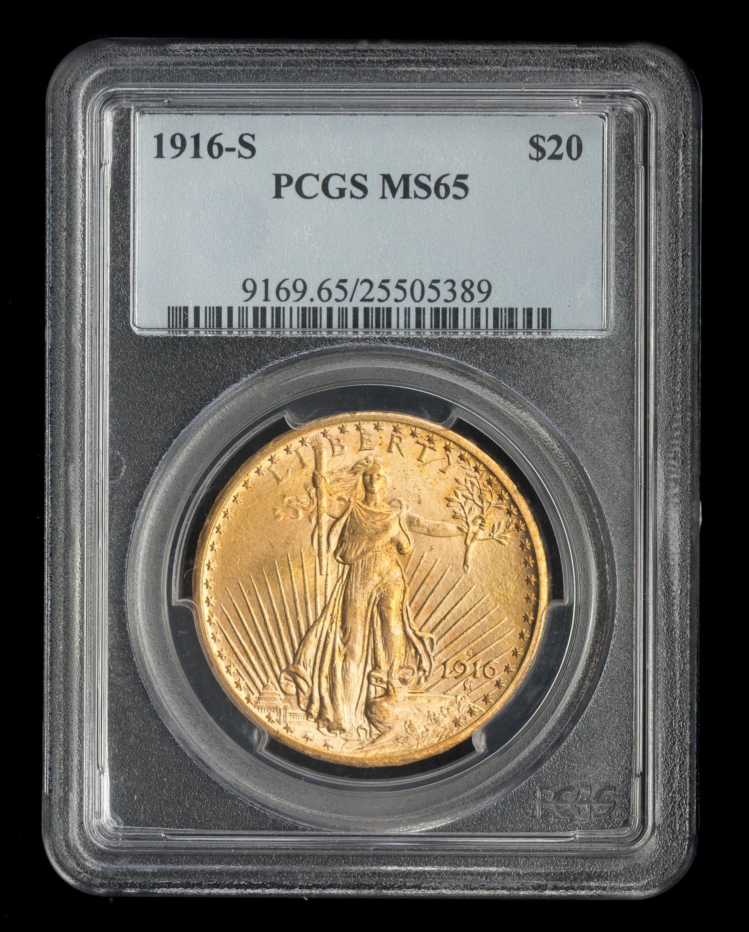 A United States 1916-S St. Gaudens $20 Gold Coin