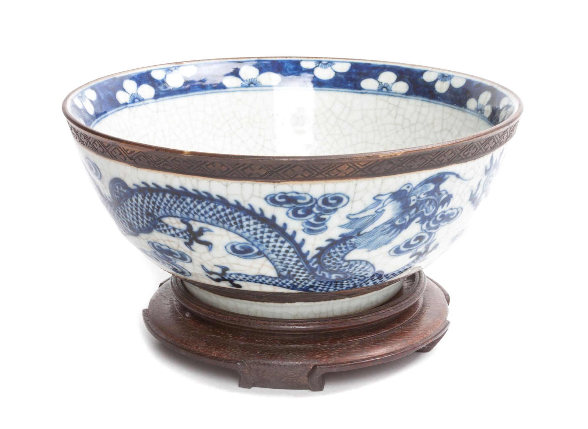 A Chinese Blue and White Porcelain Bowl Diameter 10 1/4 inches. — 19TH CENTURY