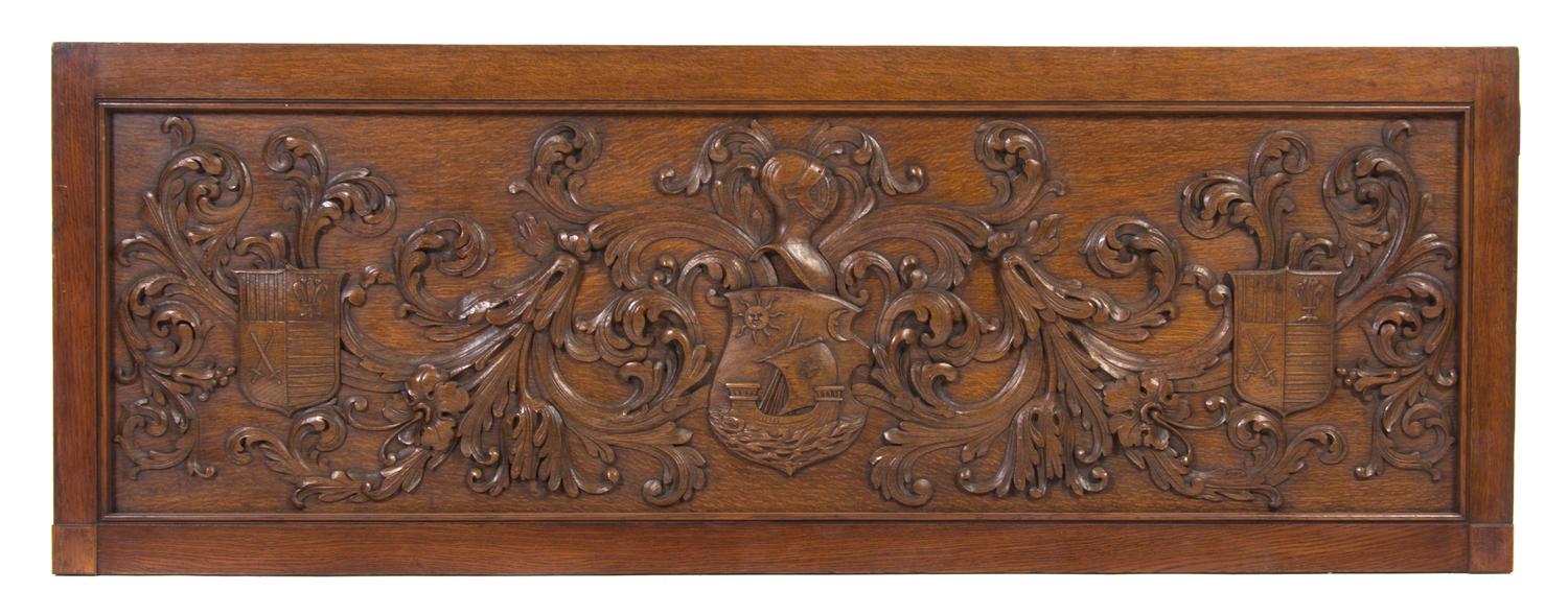 A Carved Oak Panel, Height 26 x width 72 inches.
