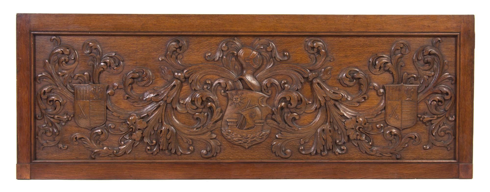 A Carved Oak Panel, Height 26 x width 72 inches.