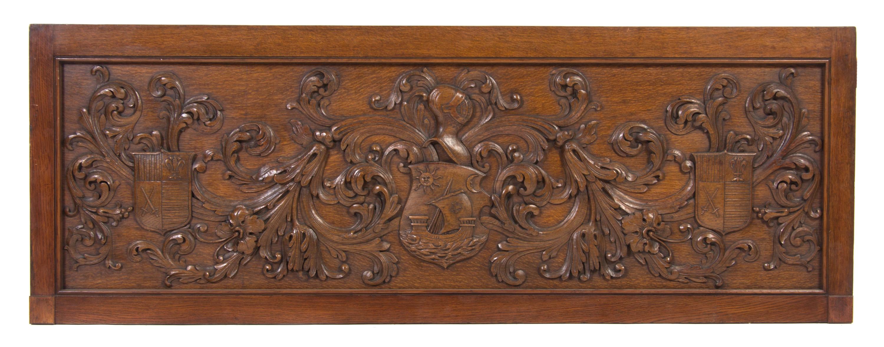 A Carved Oak Panel, Height 26 x width 72 inches.