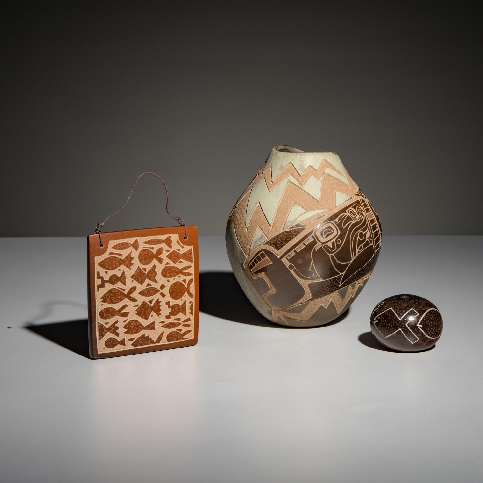 Jody Naranjo (Santa Clara, b. 1969) — Sgraffito Pottery, Creatures of the Sea