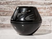 Carved Blackware Pottery Jar