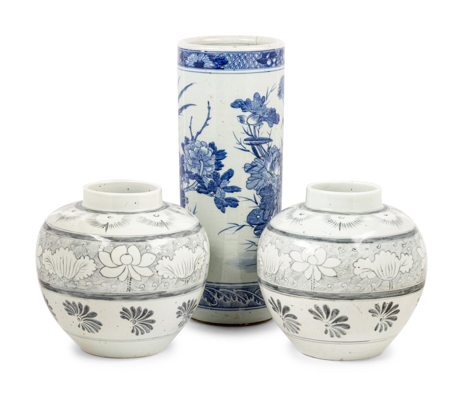 Three Chinese Blue and White Porcelain Wares
