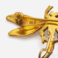 A Collection of Three 14K Yellow Gold Pins