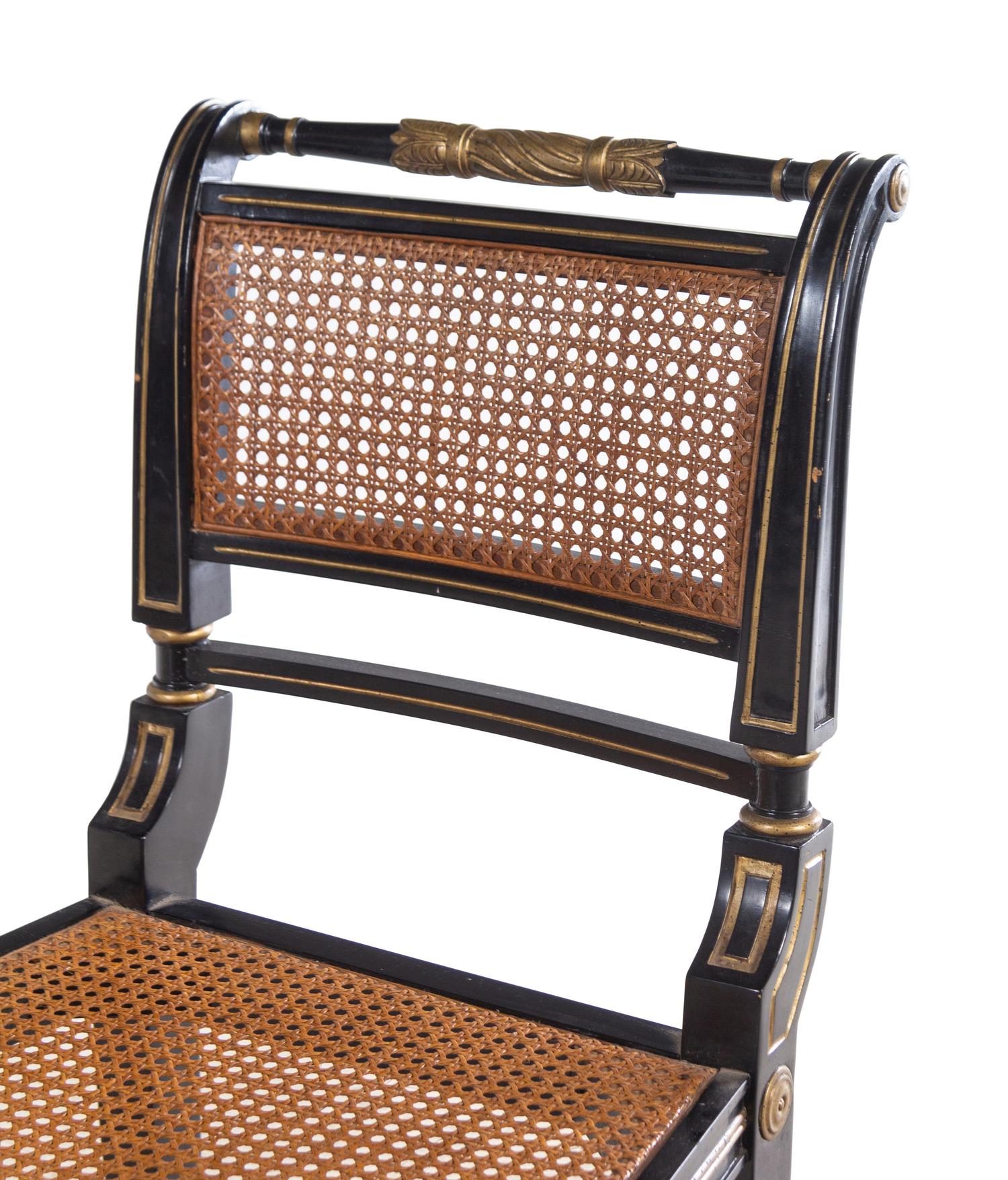 A Set of Ten Regency Style Painted Dining Chairs