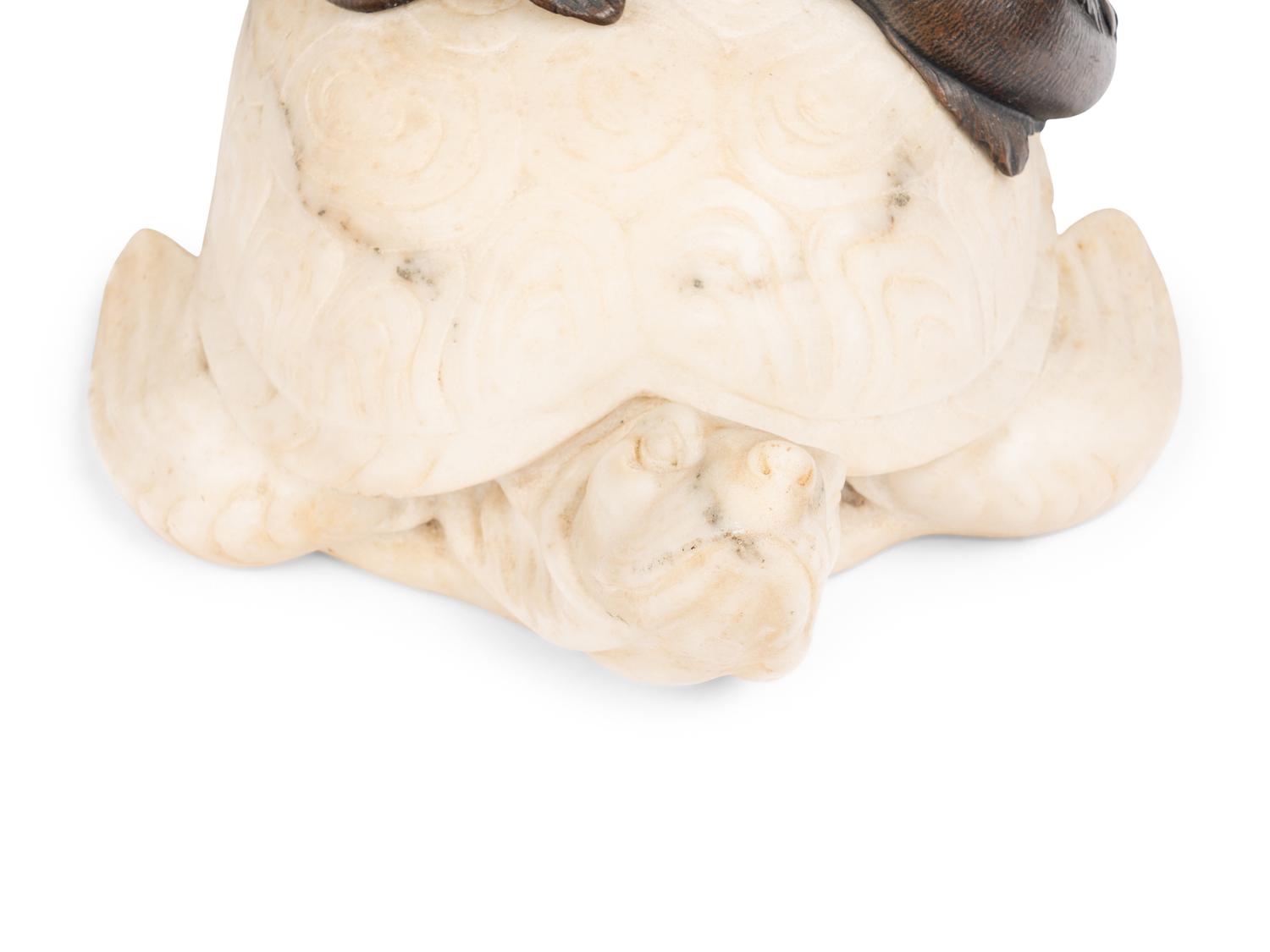 A Pair of American Gilt and Patinated Bronze and Carved Marble Figural Table Lamps