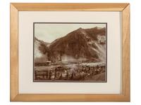 [WESTERN TOWNS]. Silver gelatin photograph a distant view of a possible western mining town.