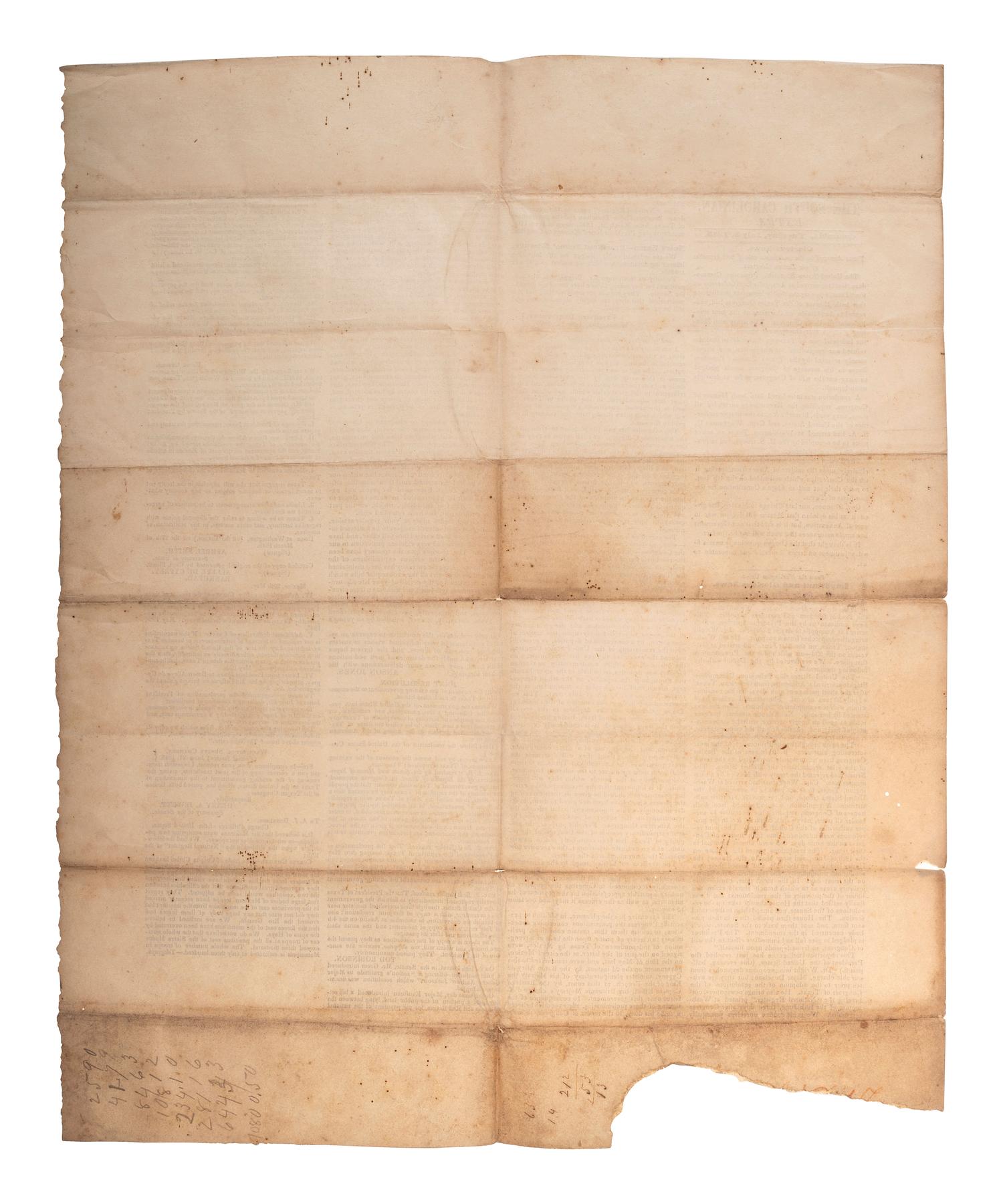 [TEXIANA]. The South Carolinian, Extra . Columbia, SC: A.H. & W.F. Pemberton, 8 July 1845.