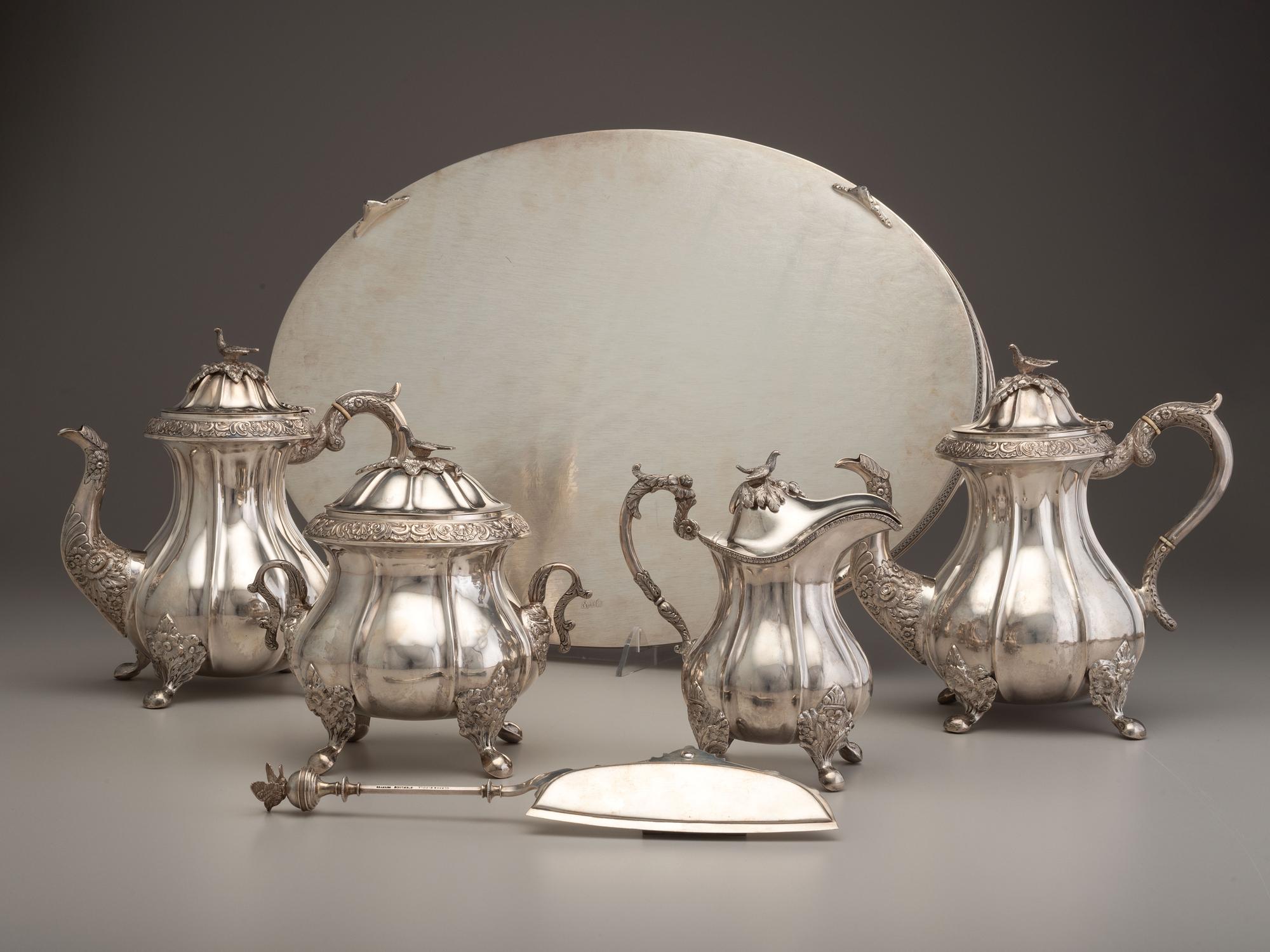 A Thomas Whartenby Coin Silver Five-Piece Tea and Coffee Service