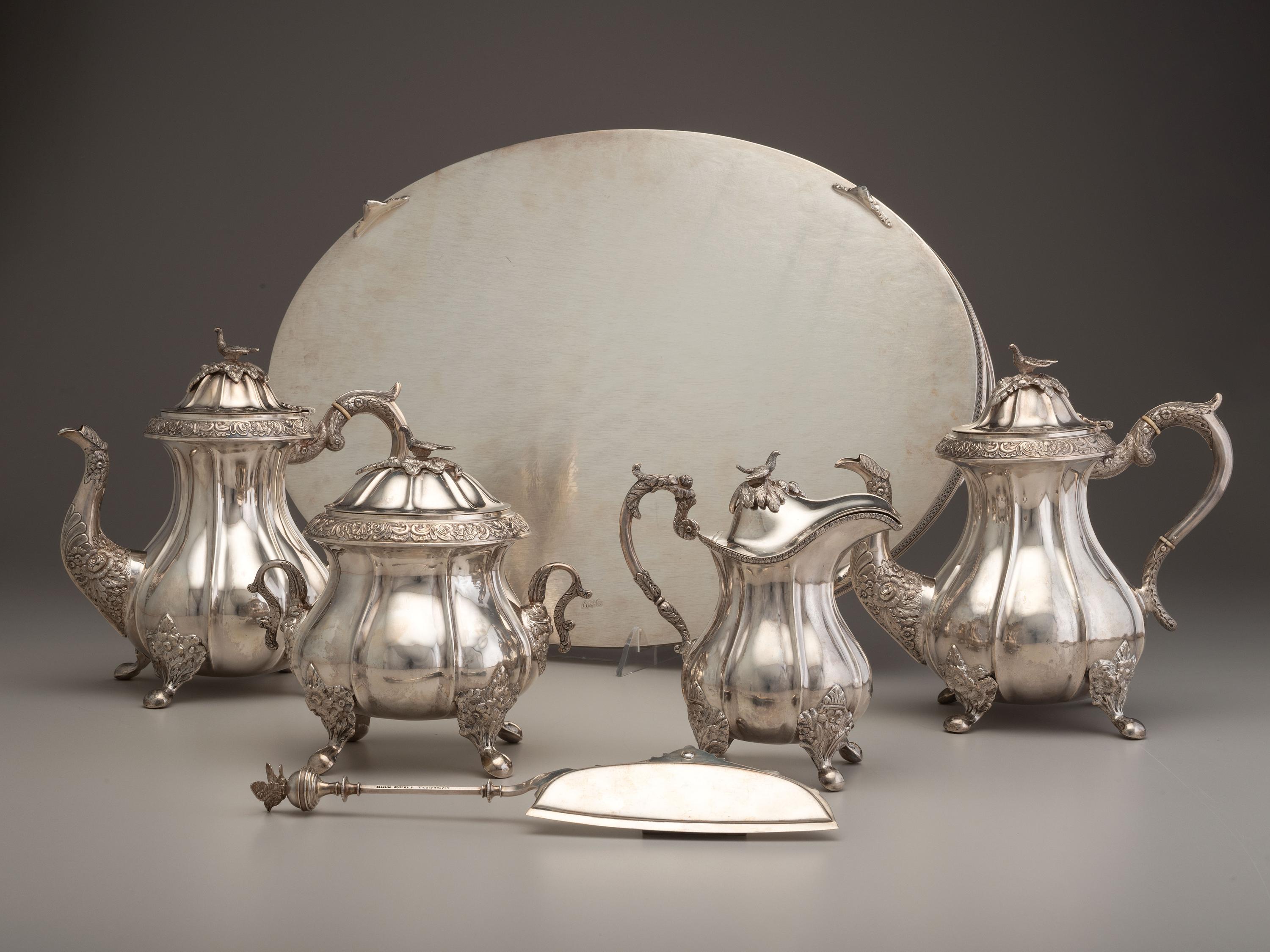 A Thomas Whartenby Coin Silver Five-Piece Tea and Coffee Service