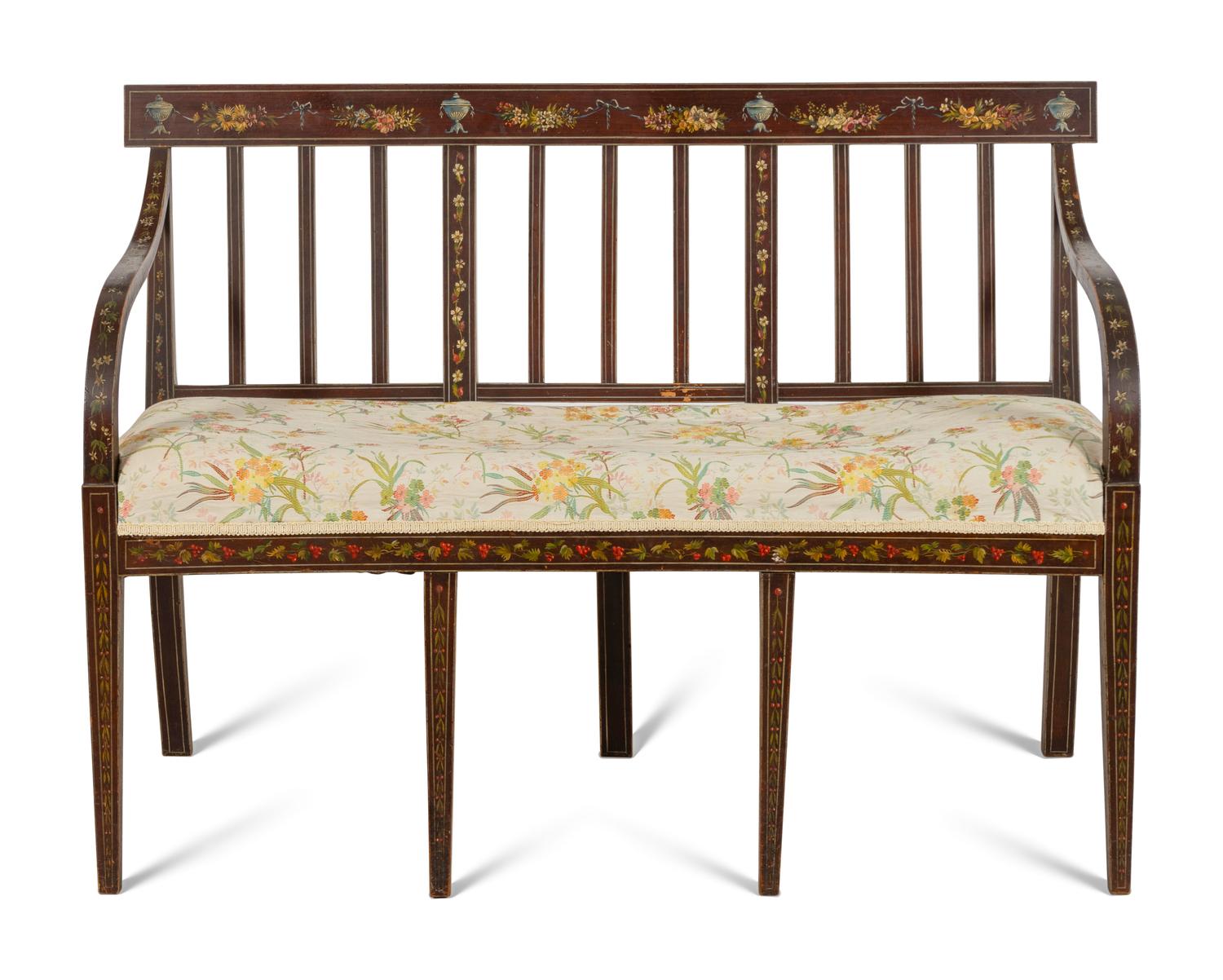 An Edwardian Style Painted Bench