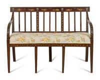 An Edwardian Style Painted Bench