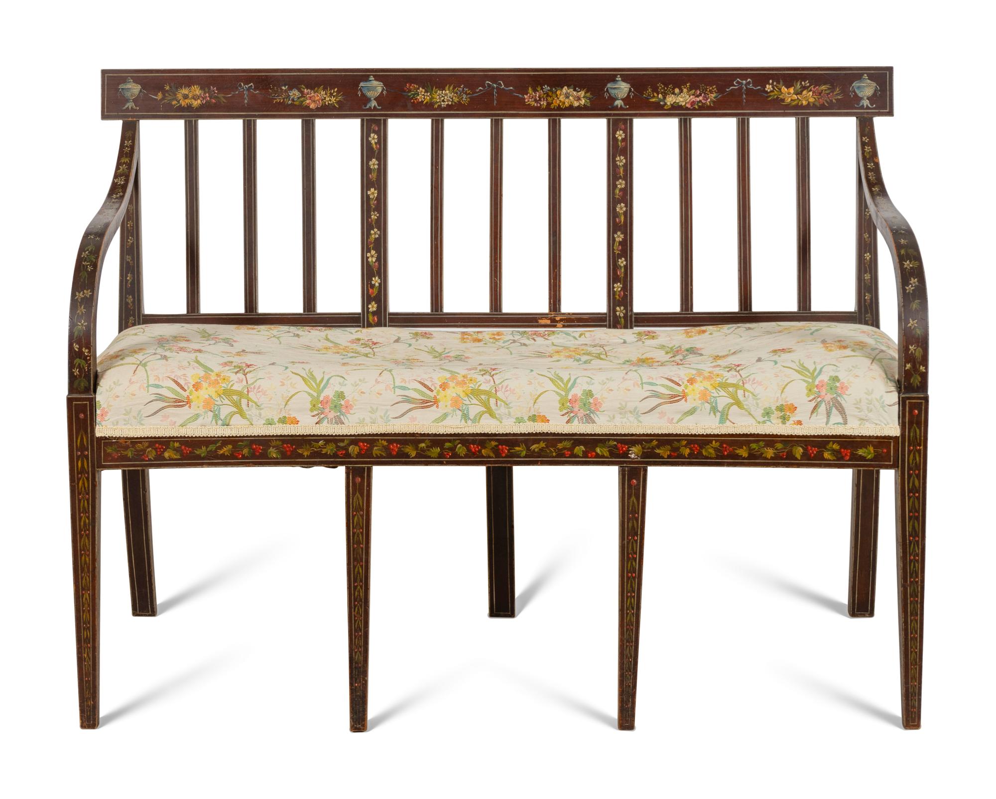 An Edwardian Style Painted Bench