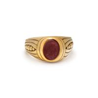 VAHE NALTCHAYAN, YELLOW GOLD AND CARNELIAN INTAGLIO RING