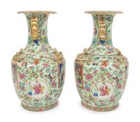 A Pair of Chinese Export Famille Rose Porcelain Vases