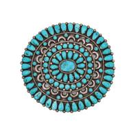 Large Navajo Silver and Petit Point Turquoise Brooch / Pin