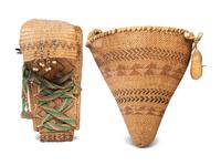 Maidu Burden Basket and Paiute Basketry Doll Cradle